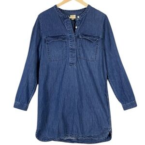 J.CREW Medium Wash 100% Cotton Chambray Denim Shirt Dress D